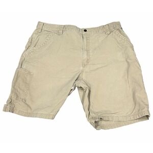 FLAW Carhartt Canvas Utility Work Shorts Mens 40 Tan Loose Fit Cargo B147 DKH